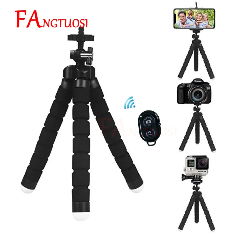 FANGTUOSI Mobile Phone Mini Octopus Tripod Bluetooth remote control Flexible Sponge monopod For iPhone smartphone Camera Tripod