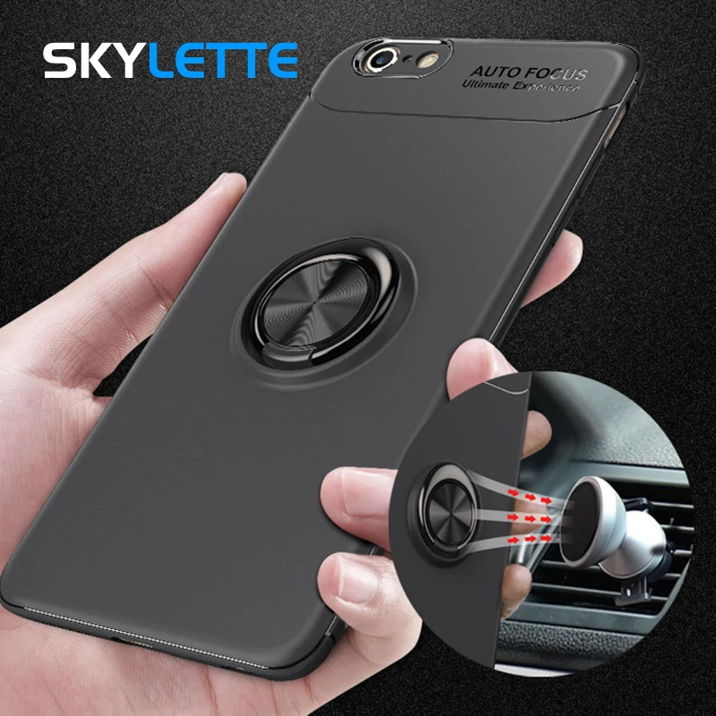 

Mobile Phone Case For iPhone 6 Plus 6s Plus Rotate Car Bracket Ring Magnetism Adsorption Holder TPU Protective Cover Phone Case