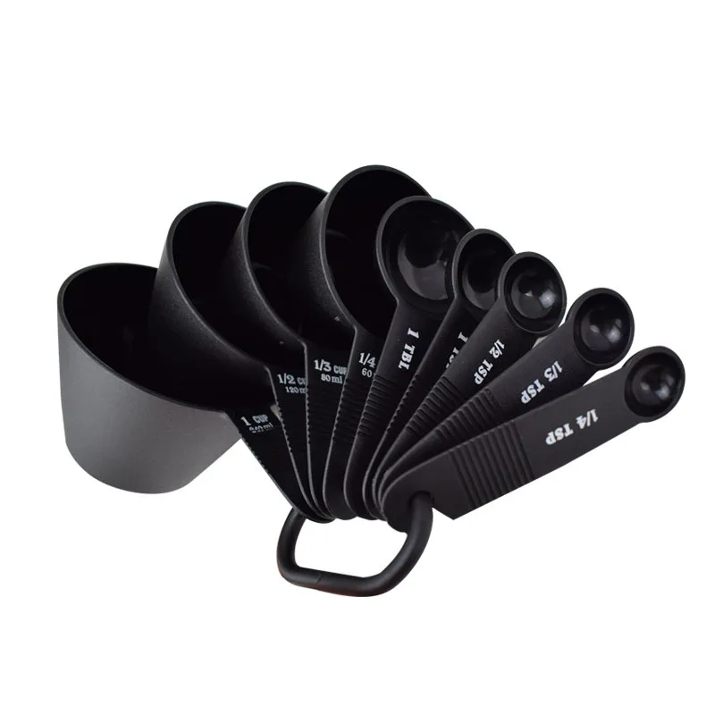 

9pcs/set Black Color Measuring Cups And Measuring Spoon Scoop Baking Measuring Ladle with Scale Teaspoon Kitchen Cooking Tool