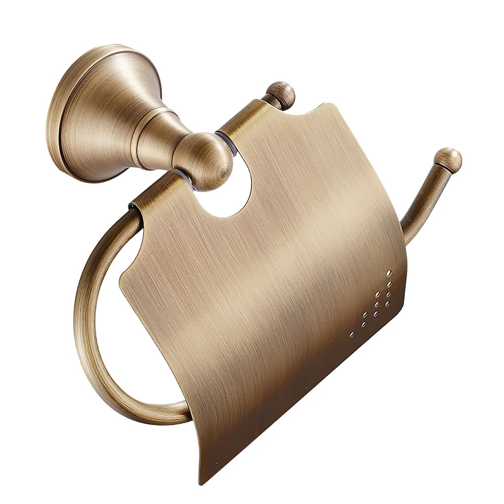 Brass Antique Bathroom Toilet Paper Holder Hanger with Cover Tissue Bar