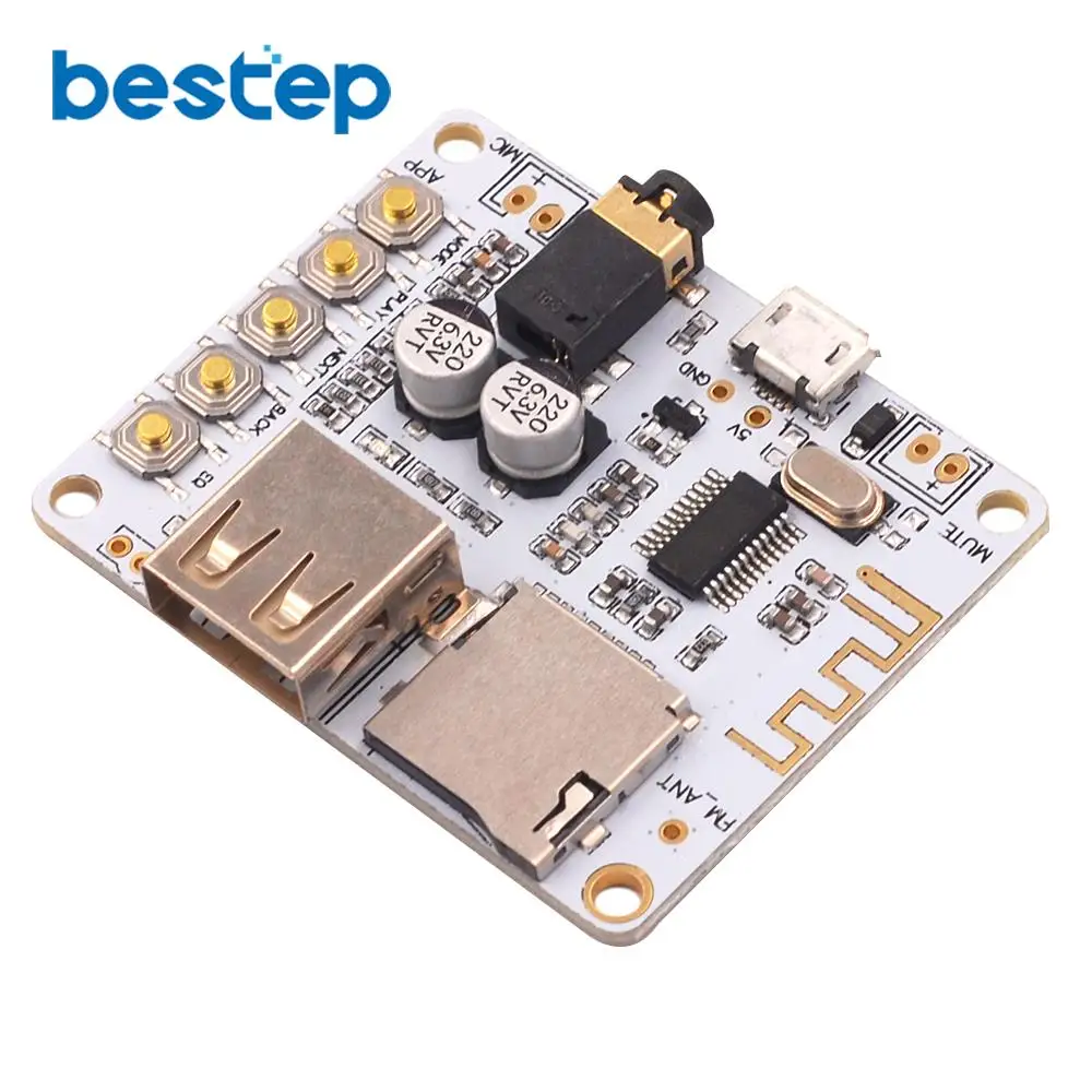 Bluetooth Audio Receiver board with USB TF card Slot decoding playback preamp output A7-004 5V 2.1 Wireless Stereo Music Module