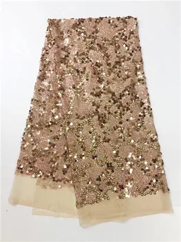 

Hot Selling African French Lace Fabric High Quality Colorful Sequins Fabric For Nigerian Lace Wedding Dress fabrics
