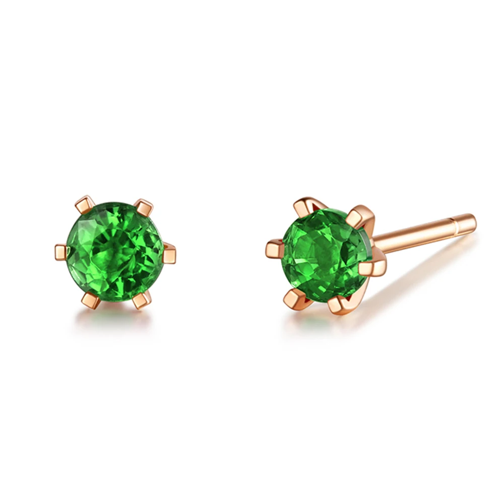 

Natural Emerald Stud Earrings 1.2 carat 18K rose Gold For Women Fine Jewelry Wedding/Engagement Valentine's day gift