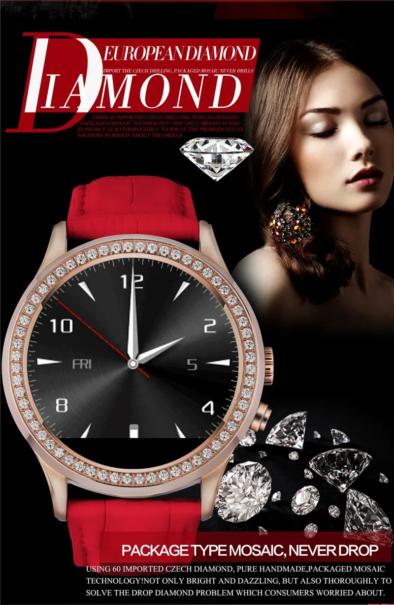 

2017 Newest First Lady Diamond Bluetooth Smart watch U2 With Heart Rates Camera GPRS Pedometer Smartwatch for Gentle lady Gifts
