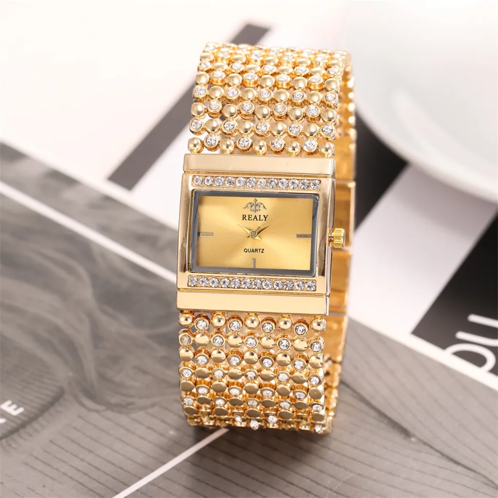 

Full Diamond Steel Strip Ms. Quartz Analog Watch Diamond Watch Rose Gold Girls ladies Hot Sale Flowers Dress Christmas Gift