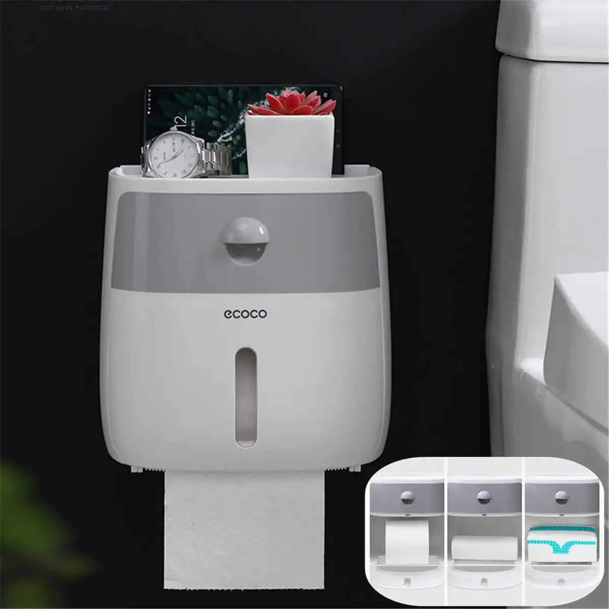 

Bathroom Waterproof Tissue Box Plastic Bath Toilet Paper Holder Wall Mounted Paper Storage Box Double Layer Dispenser Creatives