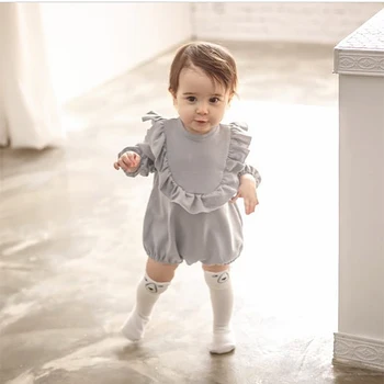 

EnkeliBB 2019 Baby Girl Long Sleeve Rompers New Born Baby Ruffle One-piece Kids Cute Clothes Korean Style Quality Infant Romper