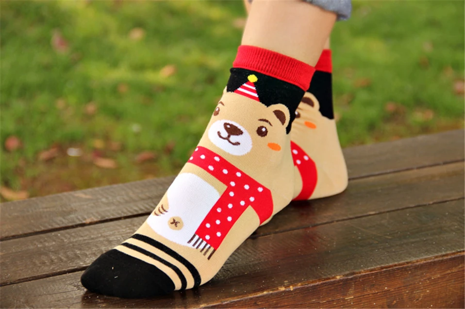 1 шт., женские мягкие зимние носки, Рождественский теплый мягкий хлопковый носок, милый Санта-Клаус, олень, снеговик, праздничные аксессуары