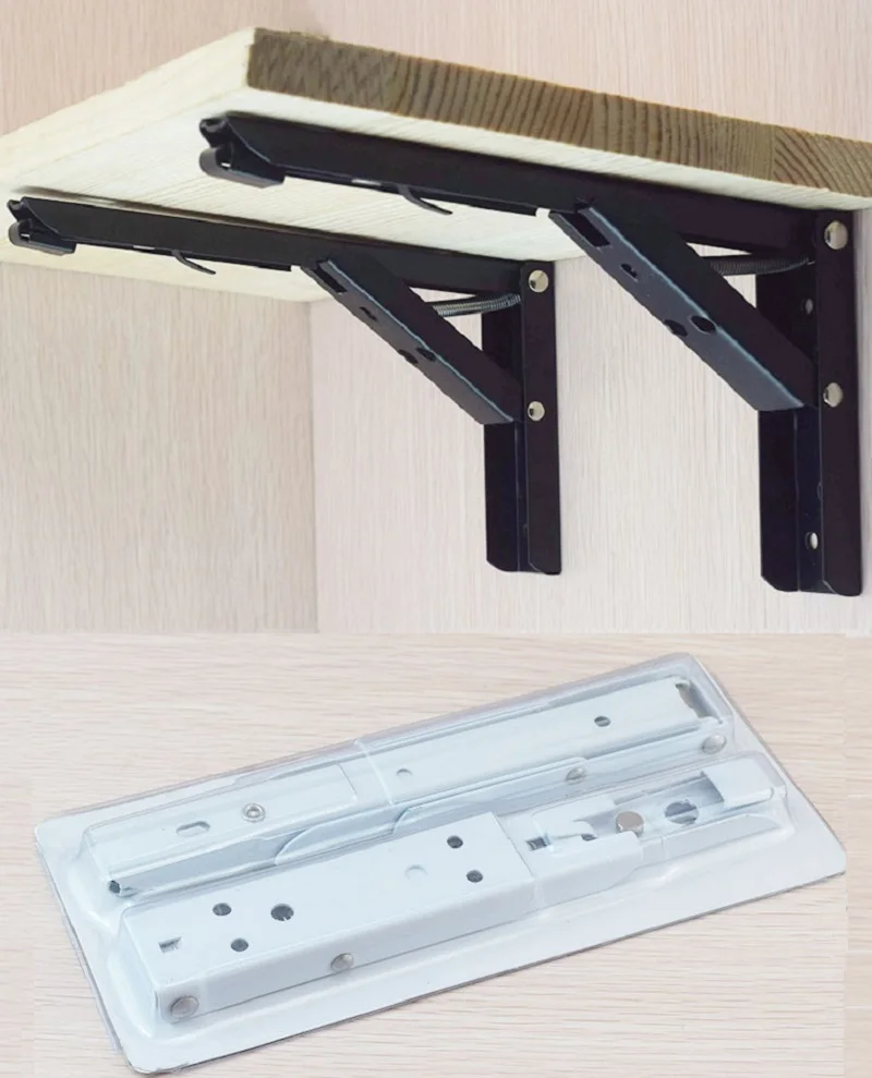 1Pair(2 PCS)/Lot Premintehdw Folding Shelf Bracket Black White Paint RV