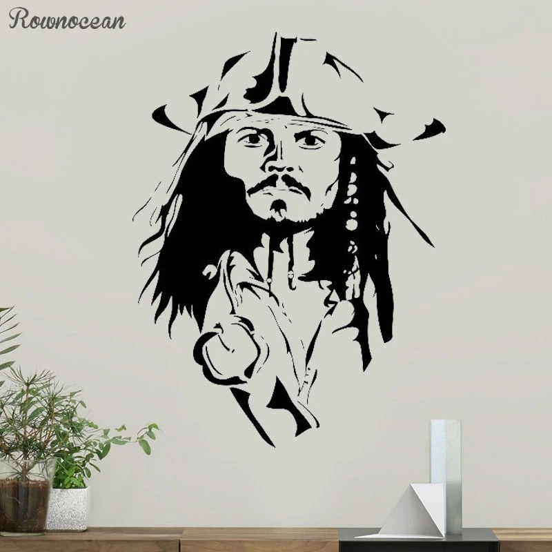 

Jack Sparrow Wall Decal Pirates Of The Caribbean Sticker Children's Room Interior Decor Animated Print Vinyl Mural Kids SP15