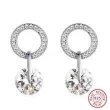 День Святого Валентина 925 стерлингового серебра серьги с прозрачным фианитом навсегда круг круглые серьги гвоздики для женщин ювелирные изделия подарок Oorbellen Brincos