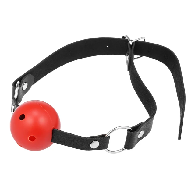 Breathable Ball Gag Leather Adjustable Strap Fetish Mouth Gag