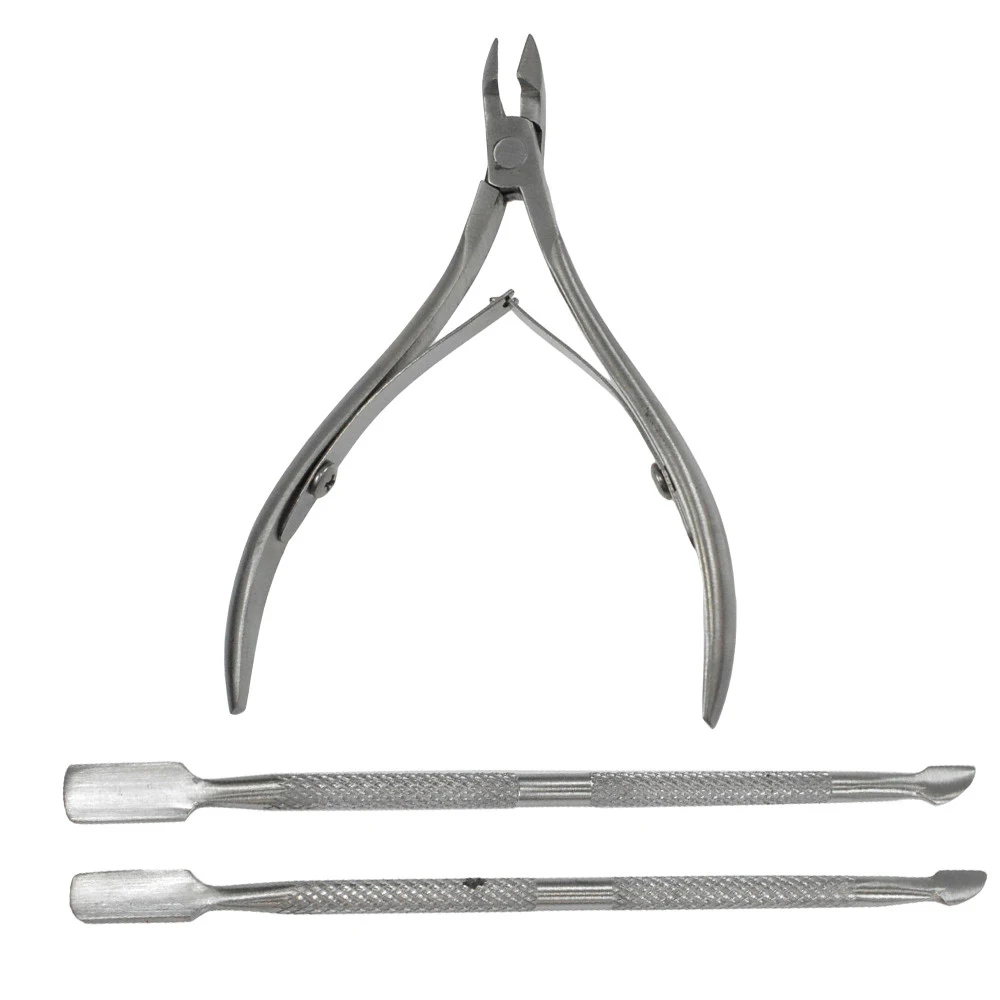 

3Pcs/Set Stainless Steel Nail Cuticle Nipper Spoon Cuticle Pusher Sliver Nipper Clipper Manicure Plier Cutter Nail Tools BENJ221