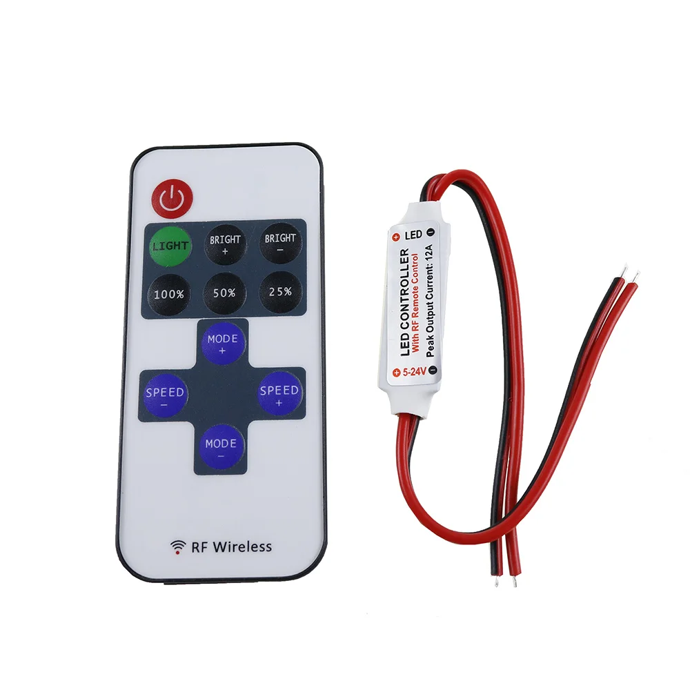 DC5-24V RF Wireless Remote Switch Controller DC12V 11 Keys Mini Dimmer for Led Single Color LED Light Strip 5050 3528 12A 1PCS DC5-24V RF Wireless Remote Switch Controller DC12V 11 Keys Mini Dimmer for Led Single Color LED Light Strip 5050 3528 12A 1PCS