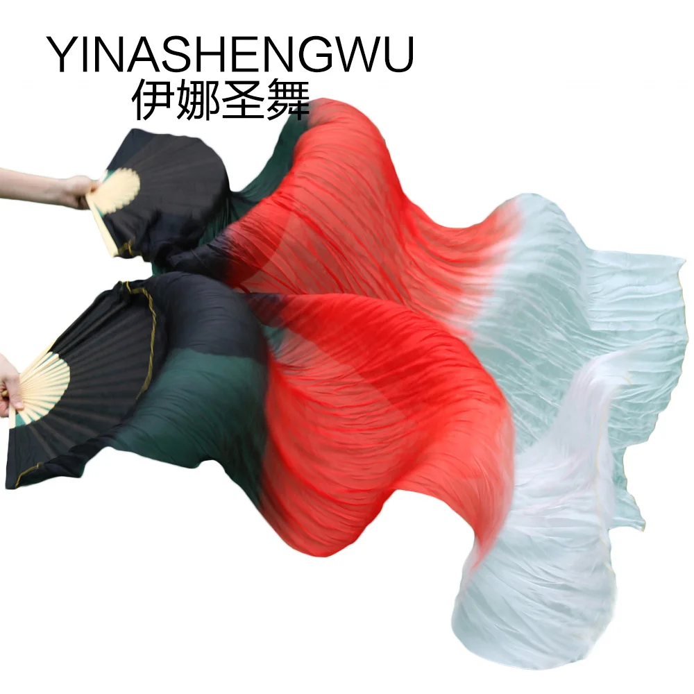 Stage Performance 100% Silk Belly Dance Fans Gradient Colour Dance Accessories Belly Dancing Silk Fans black + red + white Stage Performance 100% Silk Belly Dance Fans Gradient Colour Dance Accessories Belly Dancing Silk Fans black + red + white