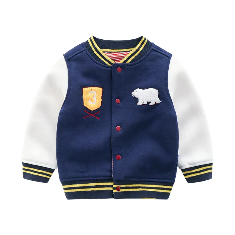 Baby Boy Clothes Boys Jacket Spring Bear Boys Outwear Children Brand Kids Coats Boys Baseball Sweater Shirt baby clothes - Цвет: Blue