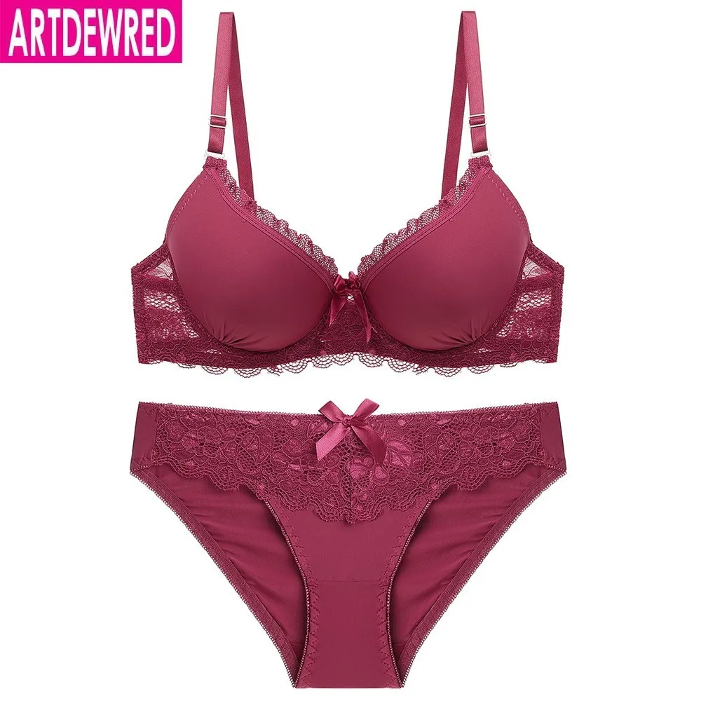 matching bra and panties Women Underwear Solid Bra Briefs Sets Sexy Plus Size Lingerie Suit Lace Bra And Panties Female Push Up Bra Set calvin klein underwear set