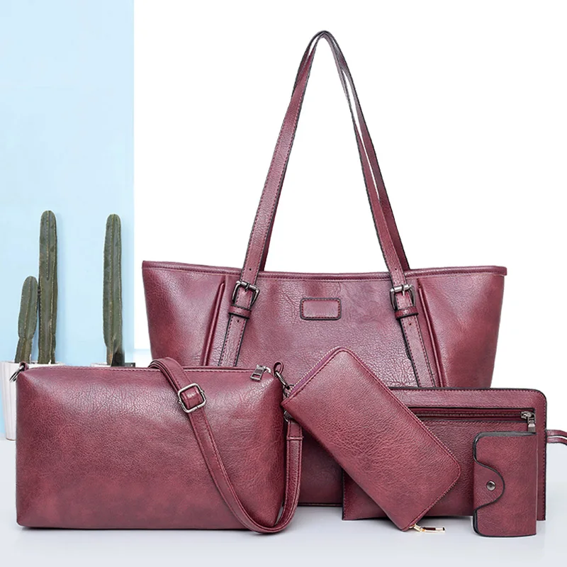 

1 Set Women Lady Shoulder Crossbody Bag PU Leather Zipper with Small Purse Handbag WF 668