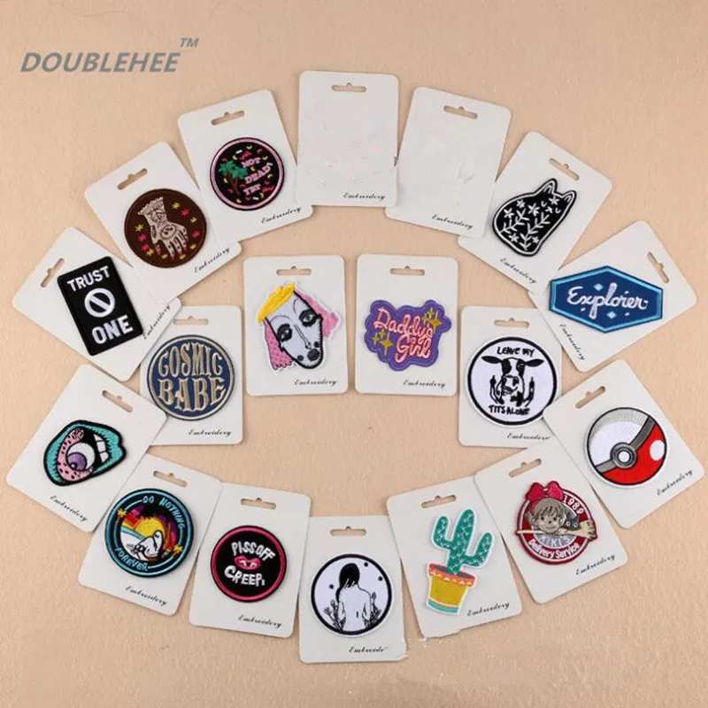 

Folk Proverbs Card Patches For Supermarket Embroidered Iron On Patch For Clothing Sticker Badge For Clothes Bag Pants