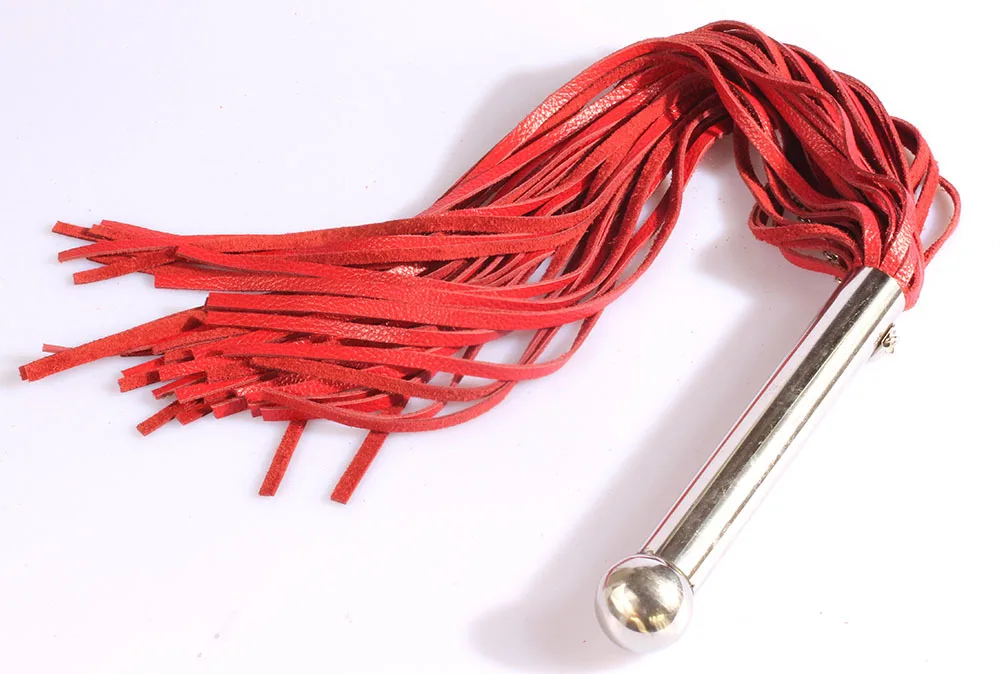 stainless steel dildo handle leather flogger, 68cm spanking lashing
