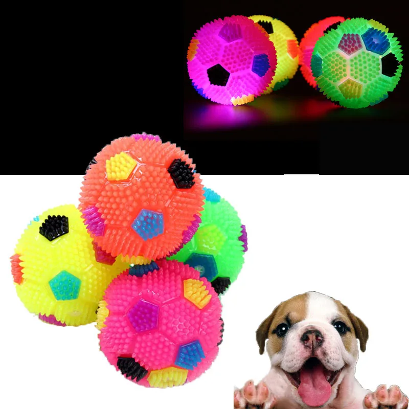 $1.31 Pets Dogs Flashing Football Toys Interactive Squeak Dog Toys Pet Training Cat Toy Ball Puppy Chew Play Toy Pet Supplies