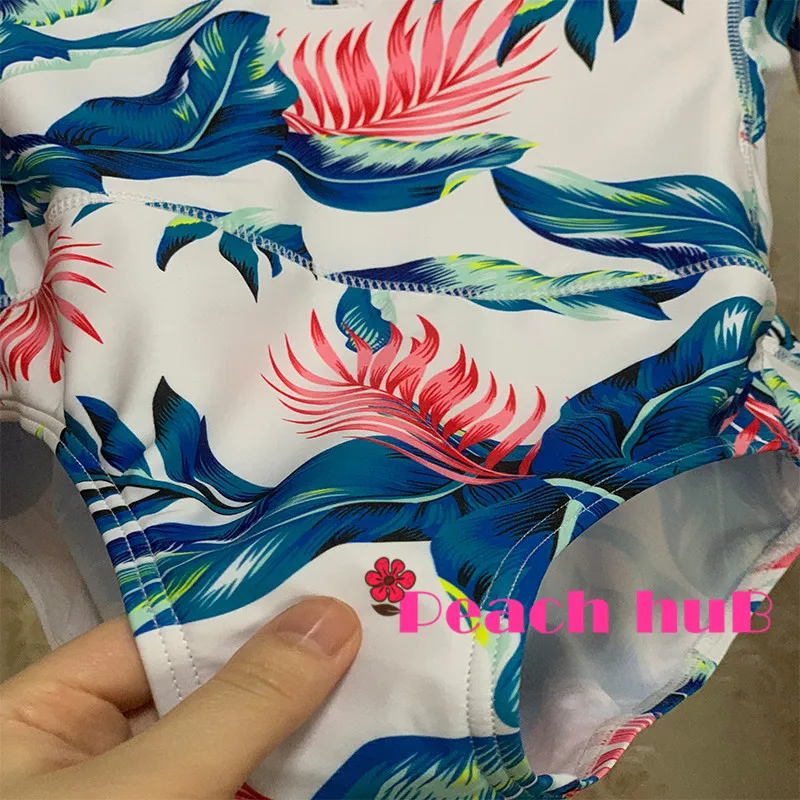 2019 Sport Swimsuit Floral Swimwear Women Long Sleeve Surfing Rash Guards Bathing Suit One Piece Tankini Swimsuits Women (12)