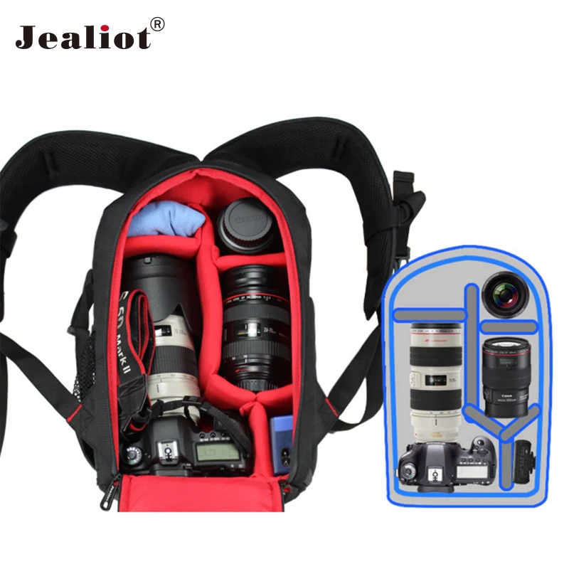 2017 Jealiot Multifunctional Professional Camera Bag Backpack waterproof shockproof Video Photo digital Bags case for Canon