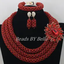 Популярные винные хрустальные бусы ожерелье свадебные кружевные украшения наборы нигерийские Свадебные африканские бусы комплект ювелирных изделий ABF362