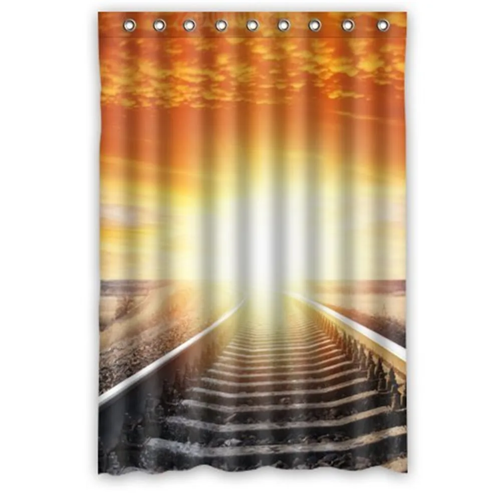 

Generic Waterproof Shower Curtain with Beautiful Train Tracks Railroad Design