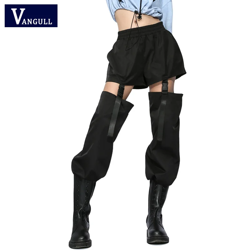 

Vangull Patchwork Pants Women High Waist Long Pants 2019 New Spring Summer Casual Female Streetwear Trousers Cool Buckle Pants