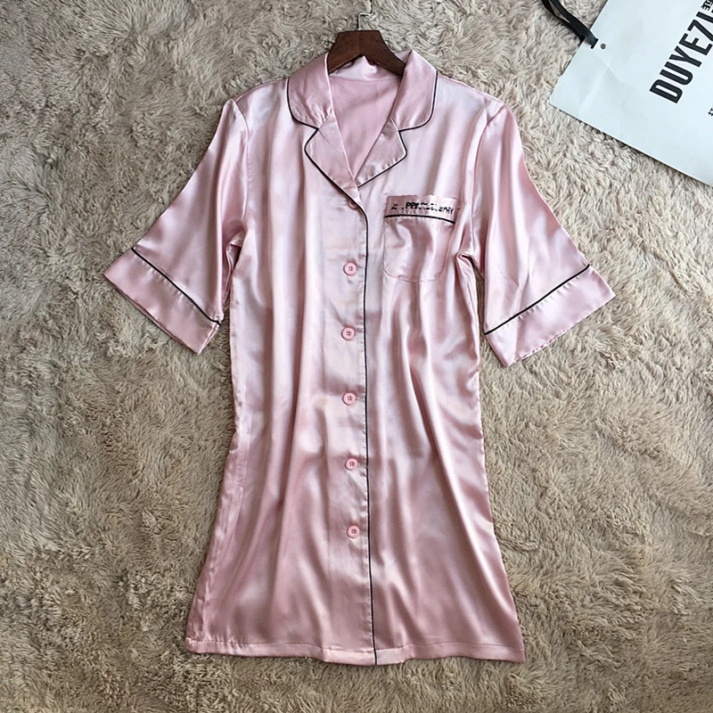 Smmoloa Женская Длинная Ночная рубашка BF Сексуальная атласная ночная рубашка женская шелковая пижама