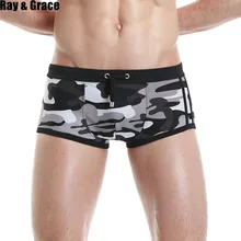 RAY GRACE летние мужские сексуальные пляжные шорты с низкой талией для плавания трусы-боксеры купальные костюмы дышащие шорты для серфинга пляжная одежда