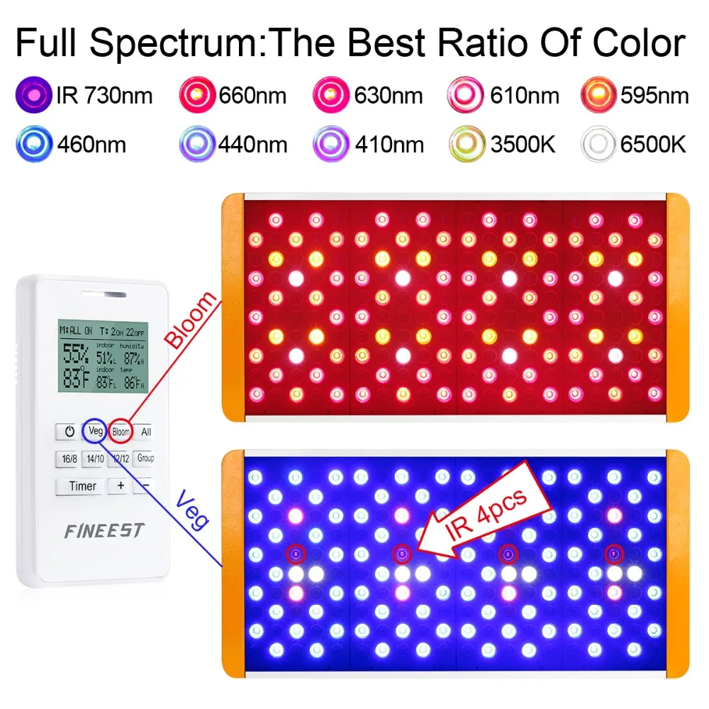 Fineest светодиодная лампа для выращивания растений с широким диапазонном! 1000 W/1500