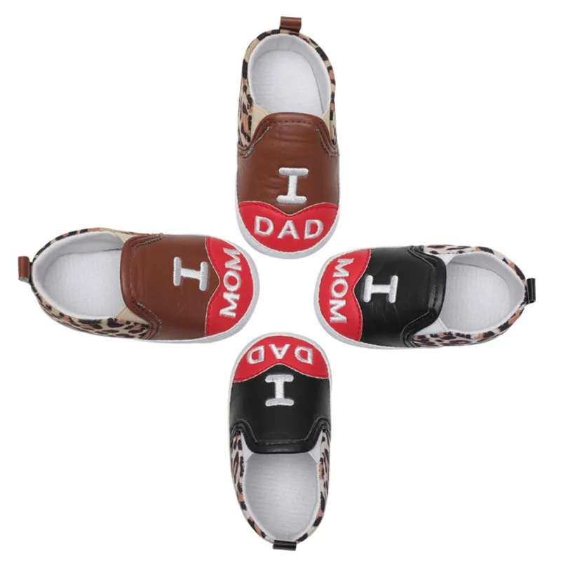 

baby boy girl personality first Walker pu+cotton shoes letters printed casual leopard stitching shallow shoes
