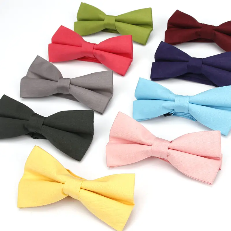 

KR1167-1179 Men's Bow Tie Adjustable 100% Cotton Butterfly Cravat Red Blue Pink Solid Color Bowtie Tuxedo Bows Male Accessories