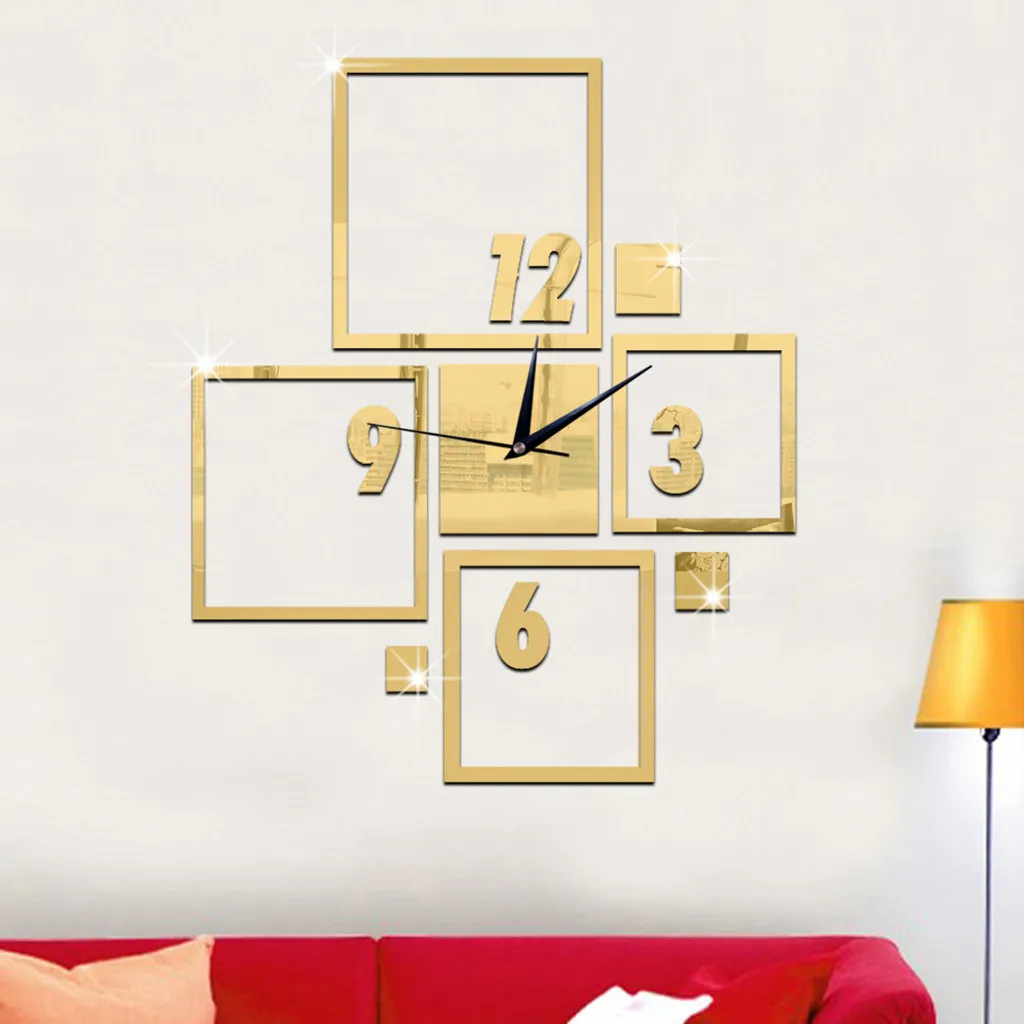 Современные большие настенные часы DIY 3D Зеркальная Наклейка уникальный номер часы DIY Декор украшения для гостиной Reloj сравнению