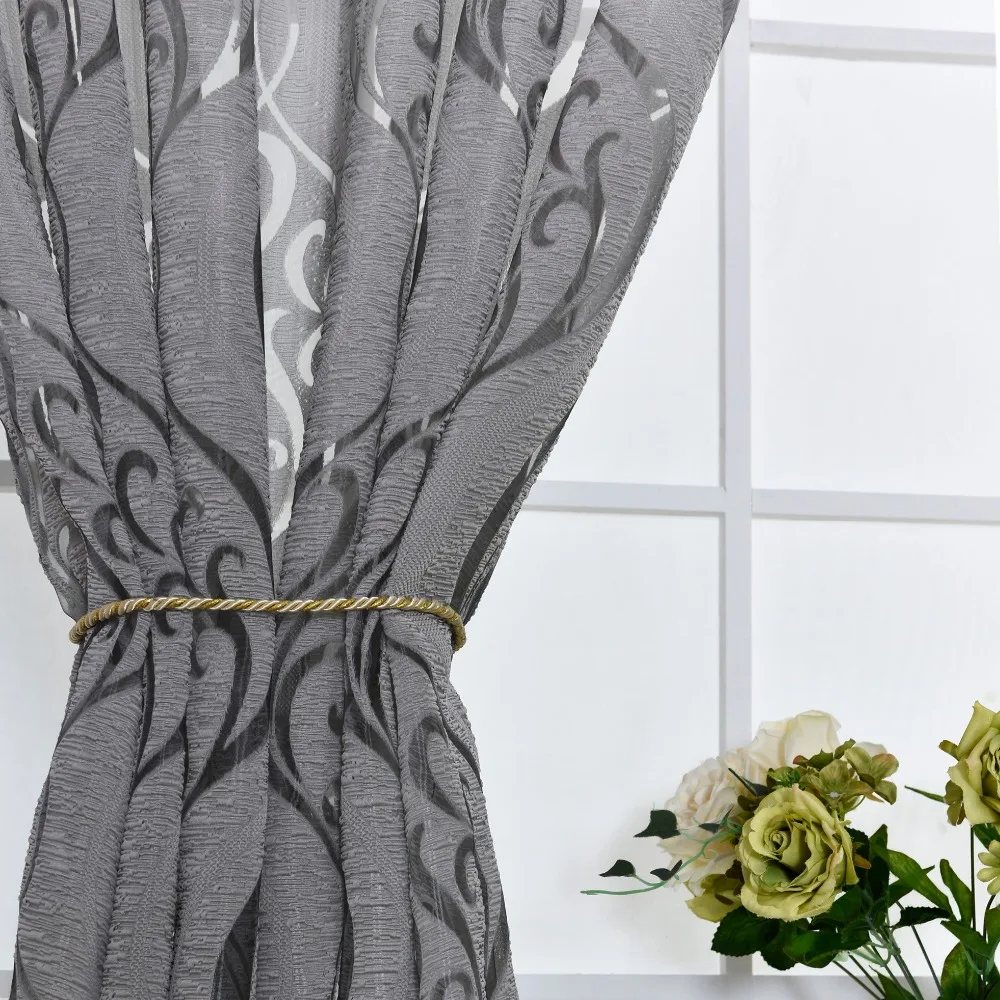 

2018 Hot Sales Bubble Pattern european style Window sheers Home Decor Window Curtain Cut Flowers Window tulles 1pc