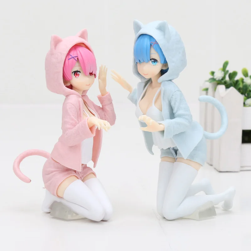 Rem ram фигурка Nyanko Mode Ver Re: жизнь в другом мире от Zero PVC Аниме Фигурка кошка ухо кукла - Цвет: no box pink