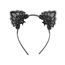 Новинка, женская и детская Милая повязка на голову с кошачьими ушками, Кружевная повязка на голову, вечерние костюм, реквизит, инструменты для укладки волос, 2 цвета#11