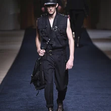 Новинка, модный мужской комплект одежды в стиле милитари, на бретельках, без рукавов, жилет, чистый цвет, маленькие комбинезоны