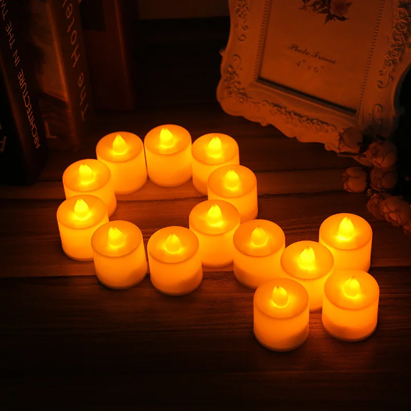 

1 Pcs LED Candle Tea Light Battery Powered Lamp Simulation Color Flame Flashing Home Wedding Birthday Party Decoration Flameless
