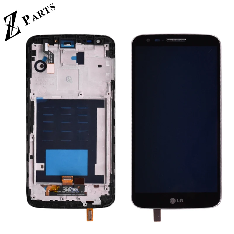Tanie Oryginalne do lg G2 D802 wyświetlacz LCD z ekranem dotykowym + montaż Digitizer z ramą czarno biały darmowa wysyłka