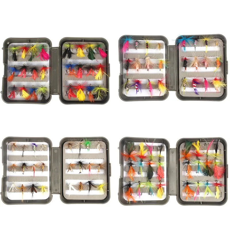 

Lot 24pcs/set Artificial Life-like Design Lure False Insert Shape Feather Fishing Bait with Waterproof Box