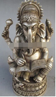 

B0602 321New Arrival Promotion Antique Imitation China Sculpture Carved Silver Tibet Old Copper Elephant God of Wealth statue