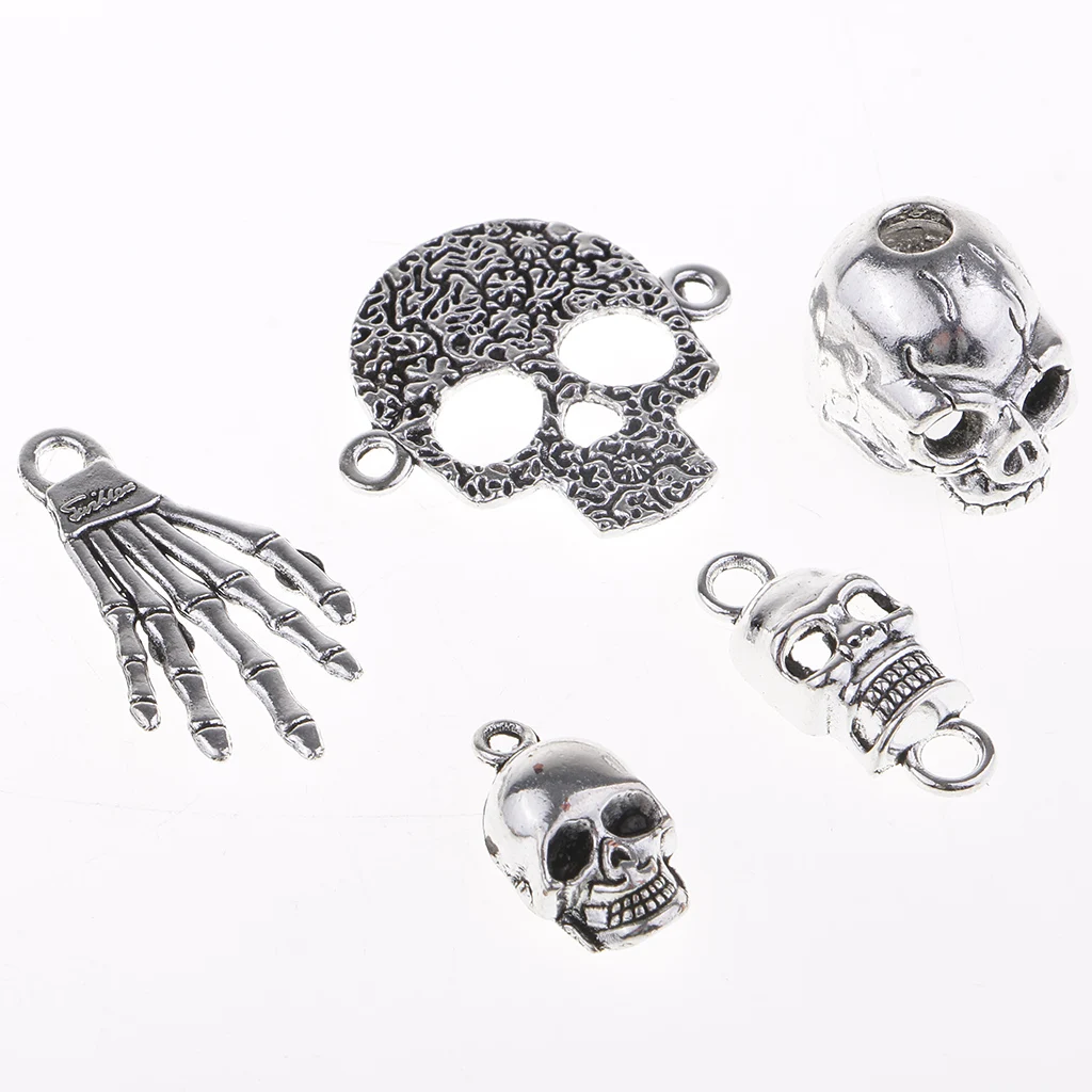 100 Grams Mixed Antiqued Skull Skeleton Pendant Charms for Handmade Steampunk Necklace Punk Jewelry Hanging Craft Accessories