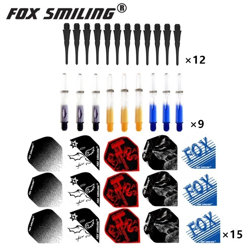 Fox Smiling дротика с полетами, мягкие наконечники, точилка для камня, уплотнительное кольцо, инструмент, набор аксессуаров дардор