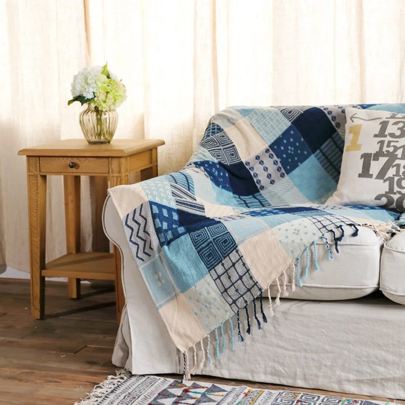 Одеяло в американском стиле для взрослых, одеяло для сна, одеяло для кровати, вязаное хлопковое зимнее теплое одеяло ручной работы, Декор - Цвет: 1