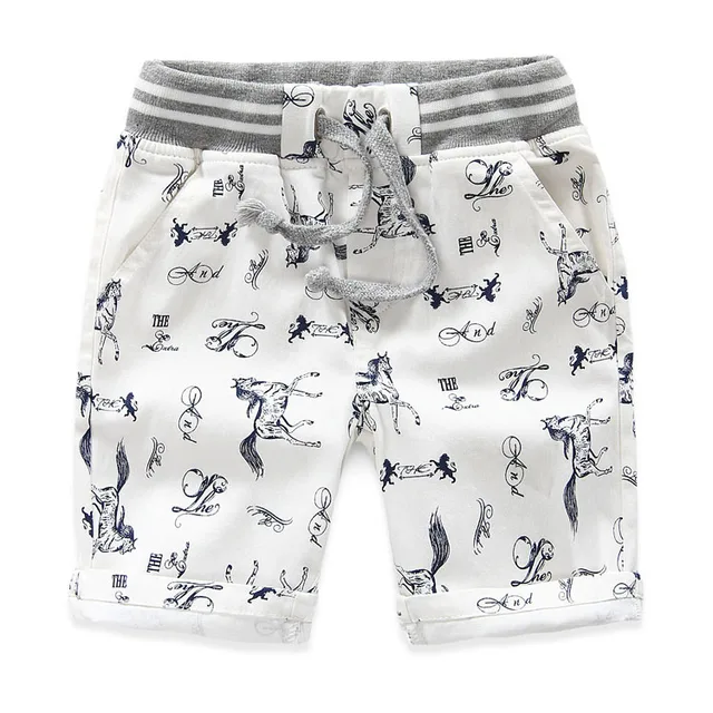 Cartoon Printed Horse Summer Boys Shorts Breathable Linen 100% Cotton Children Shorts For Girls 2-7 Years Kids Clothes 4
