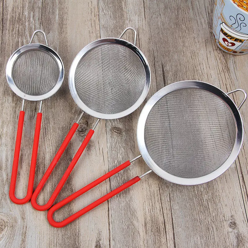 

1pc Hand-held Flour Sieve Bird's Nest Soybean Milk Filter Mesh Stainless Steel High-Quality Mesh Spoon Wide Twill Oil Grid