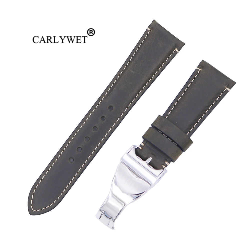 CARLYWET 22 мм оптовая продажа прочный ремешок из натуральной кожи для наручных часов